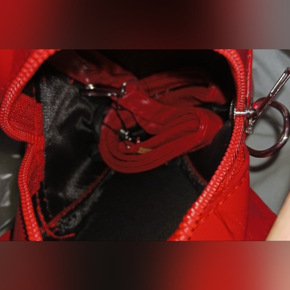 NWT Red embroidered Coffin shaped crossbody with adjustable strap - Picture 4 of 6